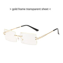 Load image into Gallery viewer, Gafas de sol estéticas para hombre y mujer, lentes de sol sin marco con gradiente, rectangulares de corte, pequeñas, cuadradas, estilo Y2K, 2000S