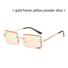 Load image into Gallery viewer, Gafas de sol estéticas para hombre y mujer, lentes de sol sin marco con gradiente, rectangulares de corte, pequeñas, cuadradas, estilo Y2K, 2000S