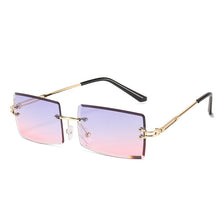 Load image into Gallery viewer, Gafas de sol estéticas para hombre y mujer, lentes de sol sin marco con gradiente, rectangulares de corte, pequeñas, cuadradas, estilo Y2K, 2000S