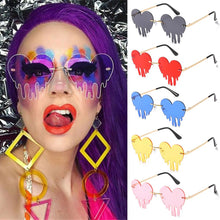Load image into Gallery viewer, Gafas de sol sin montura con forma de lágrima de corazón, gafas estilo Steampunk, UV400, accesorios de fiesta de disfraces, Halloween, 1 ud.