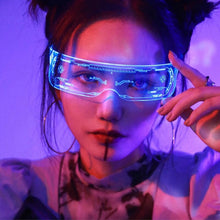 Load image into Gallery viewer, Gafas luminosas LED de alta tecnología para mujer, lentes que cambian de colores, deslumbrantes, para club nocturno, nuevas