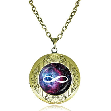 Galaxy arte gioielli universo collana medaglione foto nebulosa ciondolo a grappolo croce 8 collana infinita spazio girocollo senza collo da donna 