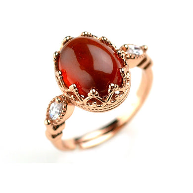 Garnet Gemstone Golden Color Female Ring Elegance Fashion Real 925 Sterling Silver Adjustable Ring For Women
