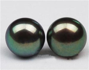 Genuine 12-13mm TAHITIAN Black AAA++ Pearl Earring