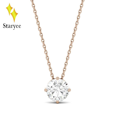 Genuine 18K 750 Rose Gold 1CT Hearts Arrows Test Positive Lab Grown Moissanite Diamond Engagement Pendant Necklace Chain Women