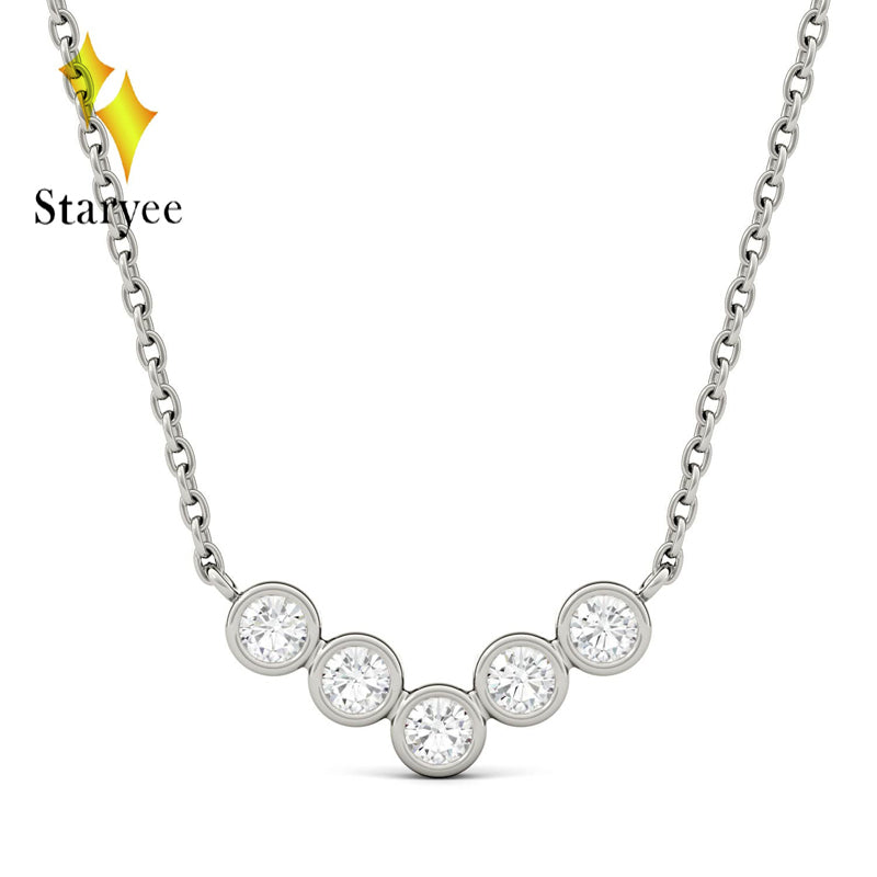 Genuine 18K 750 White Gold Pendant GH Color Round Cut Lab Grown Moissanite Diamond Pendant Necklace for Women Fine Jewelry