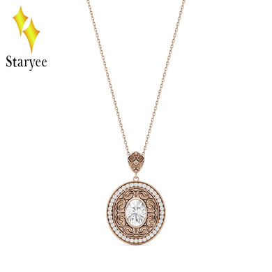 Genuine 18K Rose Gold Lovers Couple Diamond Wedding Engagement Band Moissanite Pendant Necklace For Women Fine Jewelry