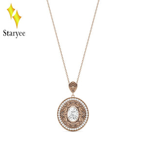 Genuine 18K Rose Gold Lovers Couple Diamond Wedding Engagement Band Moissanite Pendant Necklace For Women Fine Jewelry