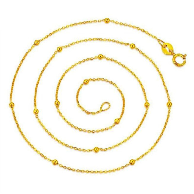 Genuine 18K White Yellow Gold Chain 40cm 45cm 1mm Thickness au750 Cost Price Necklace Wedding Party Gift For Women