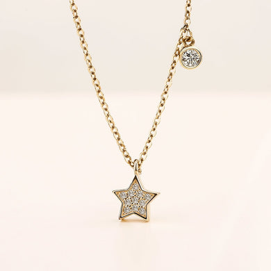 Genuine 925 Sterling Silver 18K Gold Necklaces for Women 2018 New Fine Jewelry AAA CZ Star Necklaces & Pendant