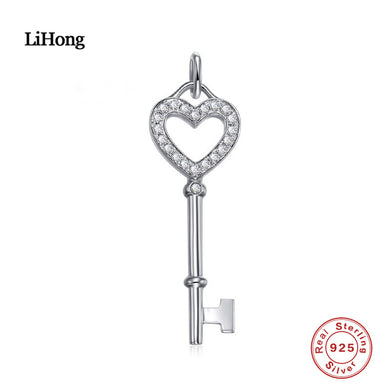 Collane in argento sterling 925 autentiche con chiave AAA, ciondolo in zircone, catena in argento, gioielli con fascino alla moda 