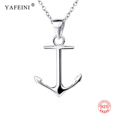 Collana con ciondolo con ancora lucidato in argento sterling 925 autentico per collana con colletto in argento con gioielleria raffinata da donna 