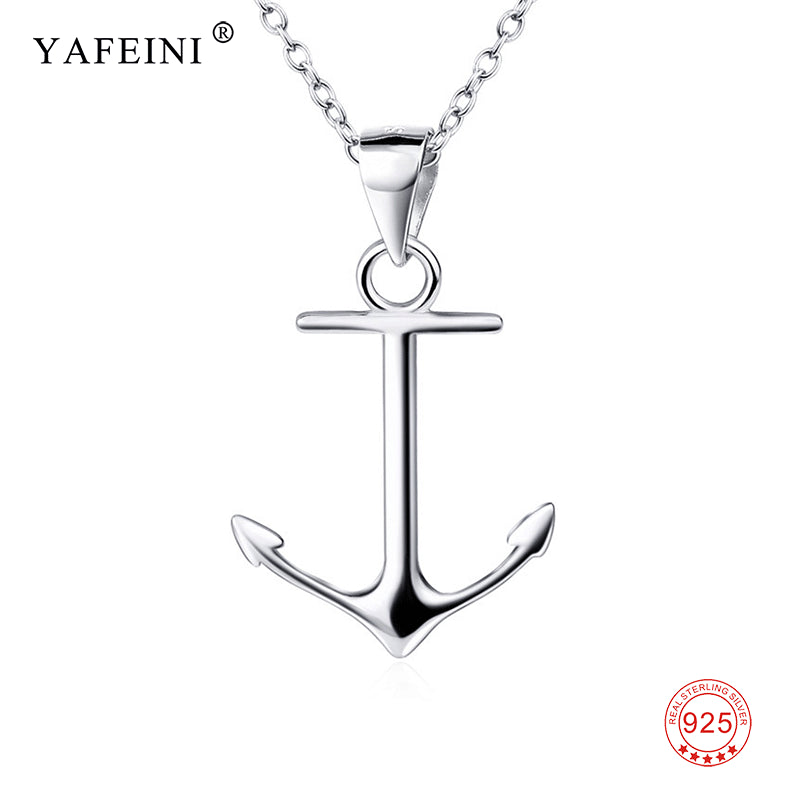 Collana con ciondolo con ancora lucidato in argento sterling 925 autentico per collana con colletto in argento con gioielleria raffinata da donna 