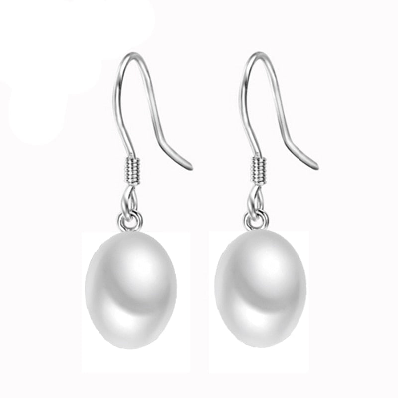 Genuine 925 sterling silver pearls hook earring higt luser 7.5mm-8mm pearls valuable fine jewelry