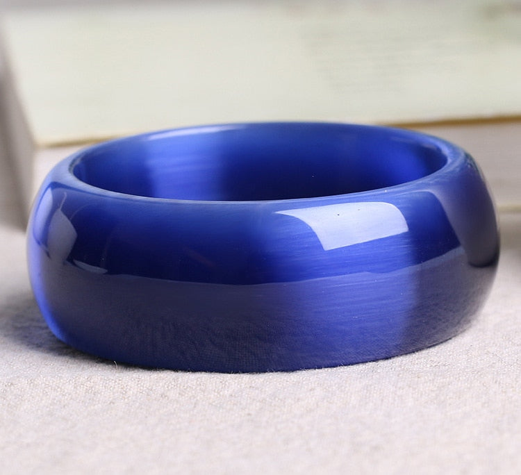 Genuine Bright Blue Natural Cat Eye Stone Bangle Bracelet ,Fine Opal Bangle Jewelry Lucky Gift For Woman Can Drop Shipping