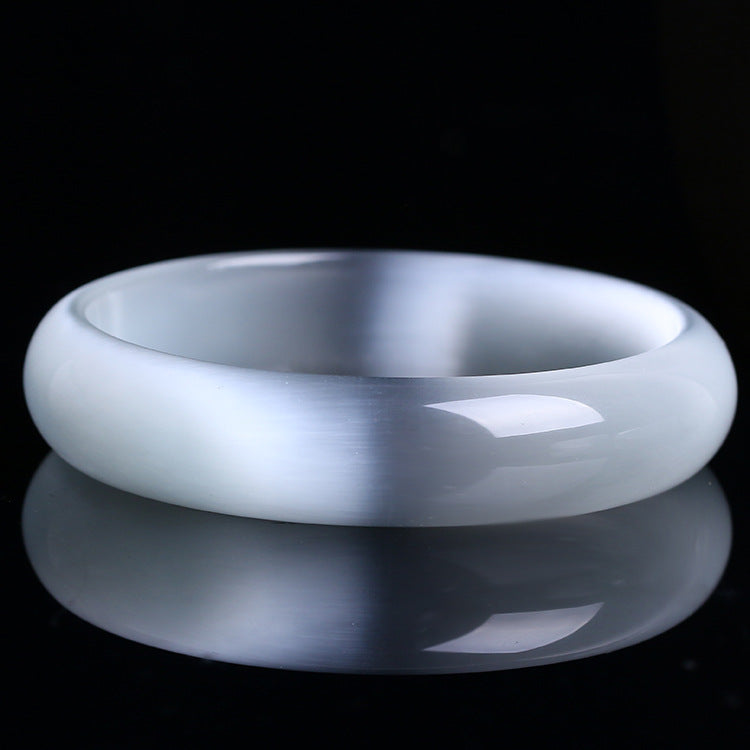 Genuine Bright White Natural Cat Eye Stone Bangle Bracelet ,Fine Opal Bangle Jewelry Lucky Gift For Woman Can Drop Shipping