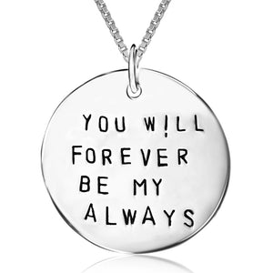 Genuine Fashion 925 Sterling Silver Jewelry Round Card Letter Pendant Necklace Women Girls Lovers'Party Gift Collier CHX0422