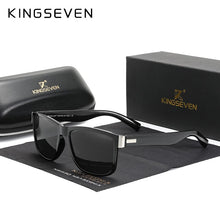 Load image into Gallery viewer, Genuine KINGSEVEN Brand Square Retro Gradient Polarized Sunglasses Women Men Carbon Fiber Pattern Design Outdoor Sports Eyewear