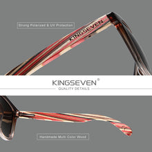 Load image into Gallery viewer, Genuine KINGSEVEN Trend Design Women Sunglasses Men Gradient Multi Color Natural Wood Mirror Lens Sun Glasses Oculos