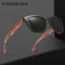 Load image into Gallery viewer, Genuine KINGSEVEN Trend Design Women Sunglasses Men Gradient Multi Color Natural Wood Mirror Lens Sun Glasses Oculos