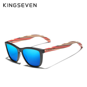Genuine KINGSEVEN Trend Design Women Sunglasses Men Gradient Multi Color Natural Wood Mirror Lens Sun Glasses Oculos