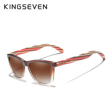 Load image into Gallery viewer, Genuine KINGSEVEN Trend Design Women Sunglasses Men Gradient Multi Color Natural Wood Mirror Lens Sun Glasses Oculos