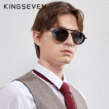 Load image into Gallery viewer, Genuine KINGSEVEN Retro Round Steampunk Sunglasses Men Retro Women Sun Glasses Shades Vintage Travel Eyewear Gafas De Sol 7550