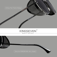 Load image into Gallery viewer, Genuine KINGSEVEN Retro Round Steampunk Sunglasses Men Retro Women Sun Glasses Shades Vintage Travel Eyewear Gafas De Sol 7550