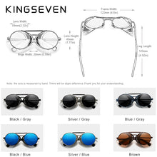 Load image into Gallery viewer, Genuine KINGSEVEN Retro Round Steampunk Sunglasses Men Retro Women Sun Glasses Shades Vintage Travel Eyewear Gafas De Sol 7550