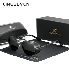 Load image into Gallery viewer, Genuine KINGSEVEN Retro Round Steampunk Sunglasses Men Retro Women Sun Glasses Shades Vintage Travel Eyewear Gafas De Sol 7550