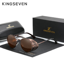 Load image into Gallery viewer, Genuine KINGSEVEN Retro Round Steampunk Sunglasses Men Retro Women Sun Glasses Shades Vintage Travel Eyewear Gafas De Sol 7550