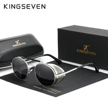 Load image into Gallery viewer, Genuine KINGSEVEN Retro Round Steampunk Sunglasses Men Retro Women Sun Glasses Shades Vintage Travel Eyewear Gafas De Sol 7550