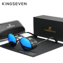 Load image into Gallery viewer, Genuine KINGSEVEN Retro Round Steampunk Sunglasses Men Retro Women Sun Glasses Shades Vintage Travel Eyewear Gafas De Sol 7550