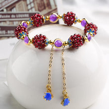 Load image into Gallery viewer, Genuine Natural Wine Red Garnet Bracelets For Women Braided Bracelet WIth Fishes Charm Birthd Gift Handmade Crystal Jewelry