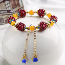 Load image into Gallery viewer, Genuine Natural Wine Red Garnet Bracelets For Women Braided Bracelet WIth Fishes Charm Birthd Gift Handmade Crystal Jewelry