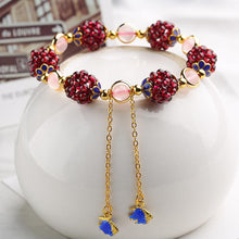 Load image into Gallery viewer, Genuine Natural Wine Red Garnet Bracelets For Women Braided Bracelet WIth Fishes Charm Birthd Gift Handmade Crystal Jewelry