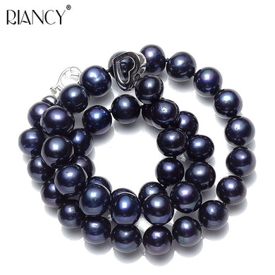 Collana di perle nere autentiche per collana di perle naturali da sposa Gioielli in argento sterling 925 per regali di nascita di ragazze 