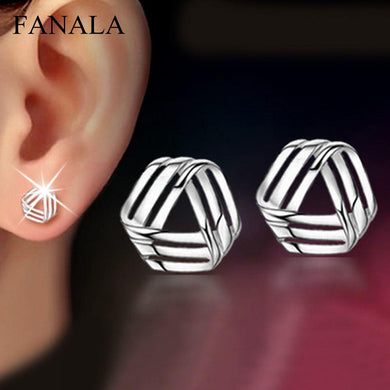 Geometric Fashion Glossy For Women Pendientes Simple Hollow Brincos Jewelry Temperament Stud Rhyme Triangle EK336 New Earrings