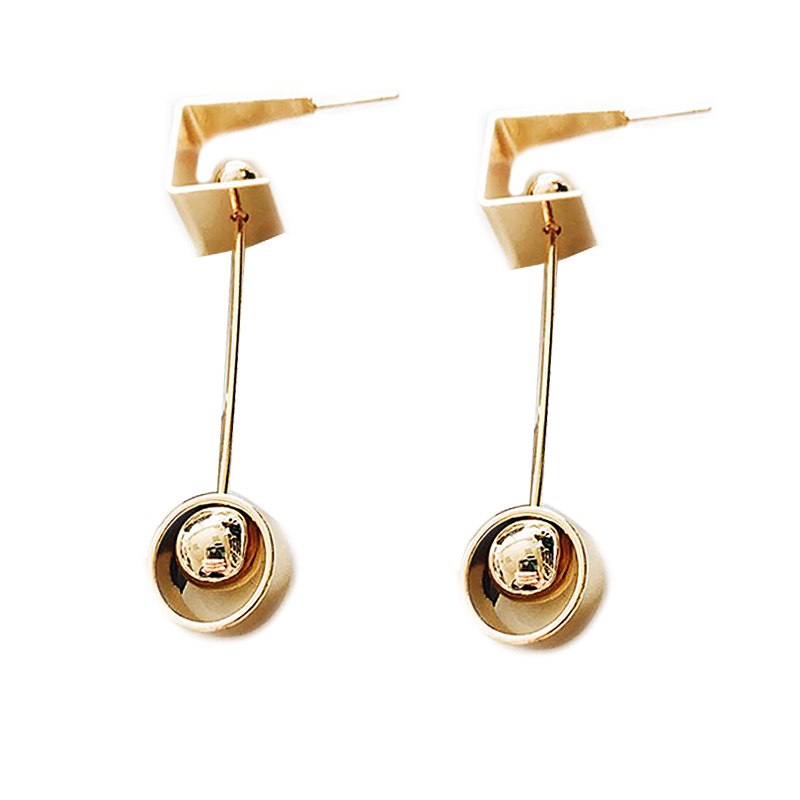 Geometric Gold Color Earrings Women Punk Party Metal Alloy Ball Statement Drop Earrings for Beauty Girls