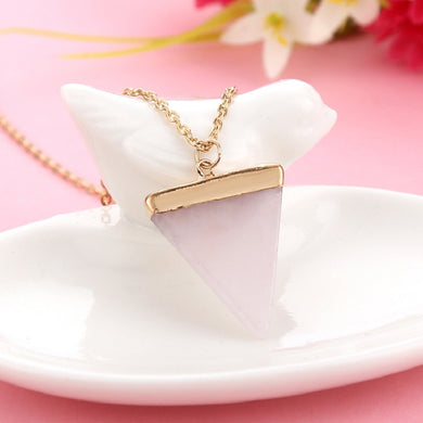 Geometric Pesionality Colorful Nature Stone Necklace Triangle Crystal Necklaces Gems Stones Pendant For Women And Men Wholesale