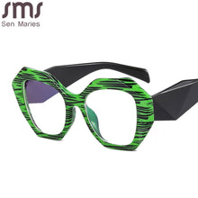 Load image into Gallery viewer, Geometry Computer Eyeglasses Women Vintage Anti Blue Light Glasses Ladies Oversized Optical Eyeglasses Big Frame Spectacles