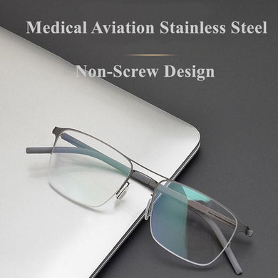 German Brand Glasses Frame Men Semi-Rim Structure Medical Aviation Stainless Steel Eyeglasses Women Light Spectacle Jessica