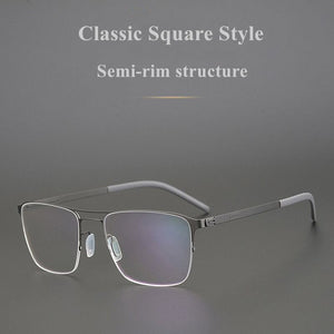 German Brand Glasses Frame Men Semi-Rim Structure Medical Aviation Stainless Steel Eyeglasses Women Light Spectacle Jessica
