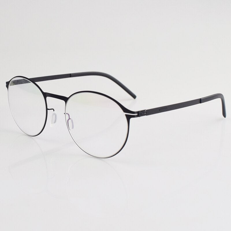 German style manual eyeglass frame without screws, men's black frame, full frame, thin steel myopia eyeglass frame, women's