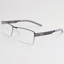 Load image into Gallery viewer, German style screw less spectacle frame thin steel black frame full frame optical myopia glasses