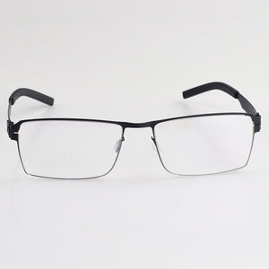 German style screw less spectacle frame thin steel black frame full frame optical myopia glasses