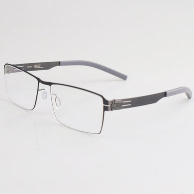 German style screw less spectacle frame thin steel black frame full frame optical myopia glasses