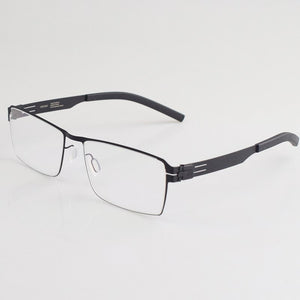 German style screw less spectacle frame thin steel black frame full frame optical myopia glasses
