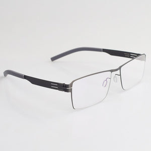 German style screw less spectacle frame thin steel black frame full frame optical myopia glasses