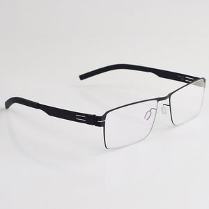 German style screw less spectacle frame thin steel black frame full frame optical myopia glasses